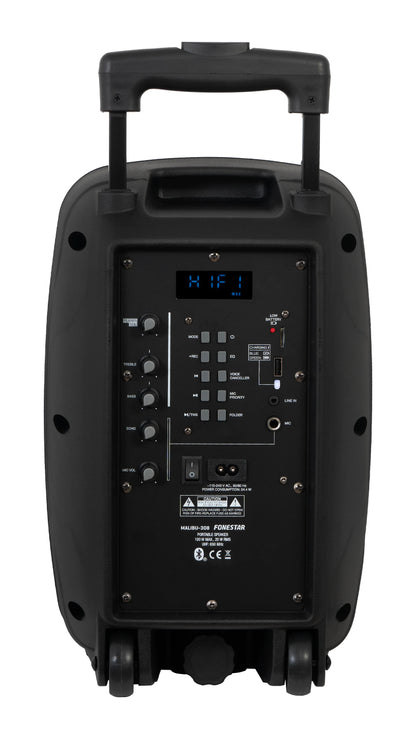 FONESTAR MALIBU-308 8” Portable PA with UHF Handheld Mic . Premium Features inc TWS + Voice Canceller