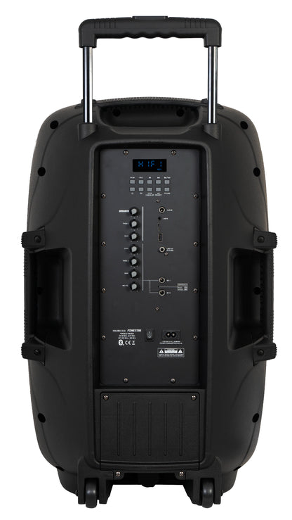 FONESTAR MALIBU-315 15” Portable PA with 2 x UHF Mics (1 HH + 1 HS). Premium Features inc TWS + Voice Cancelle
