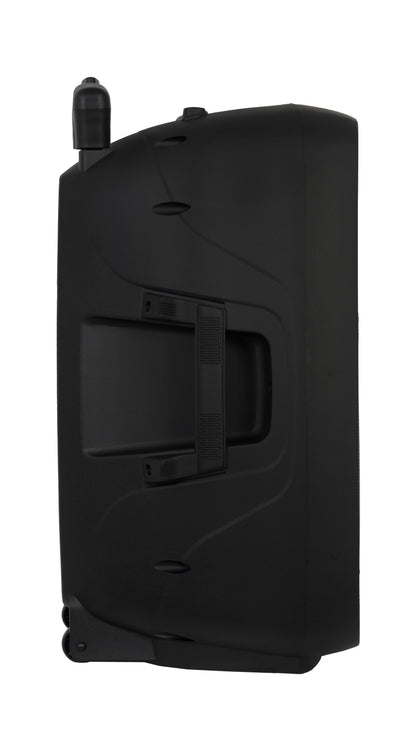 FONESTAR MALIBU-315 15” Portable PA with 2 x UHF Mics (1 HH + 1 HS). Premium Features inc TWS + Voice Cancelle