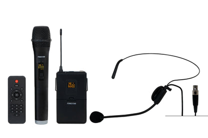 FONESTAR MALIBU-315 15” Portable PA with 2 x UHF Mics (1 HH + 1 HS). Premium Features inc TWS + Voice Cancelle