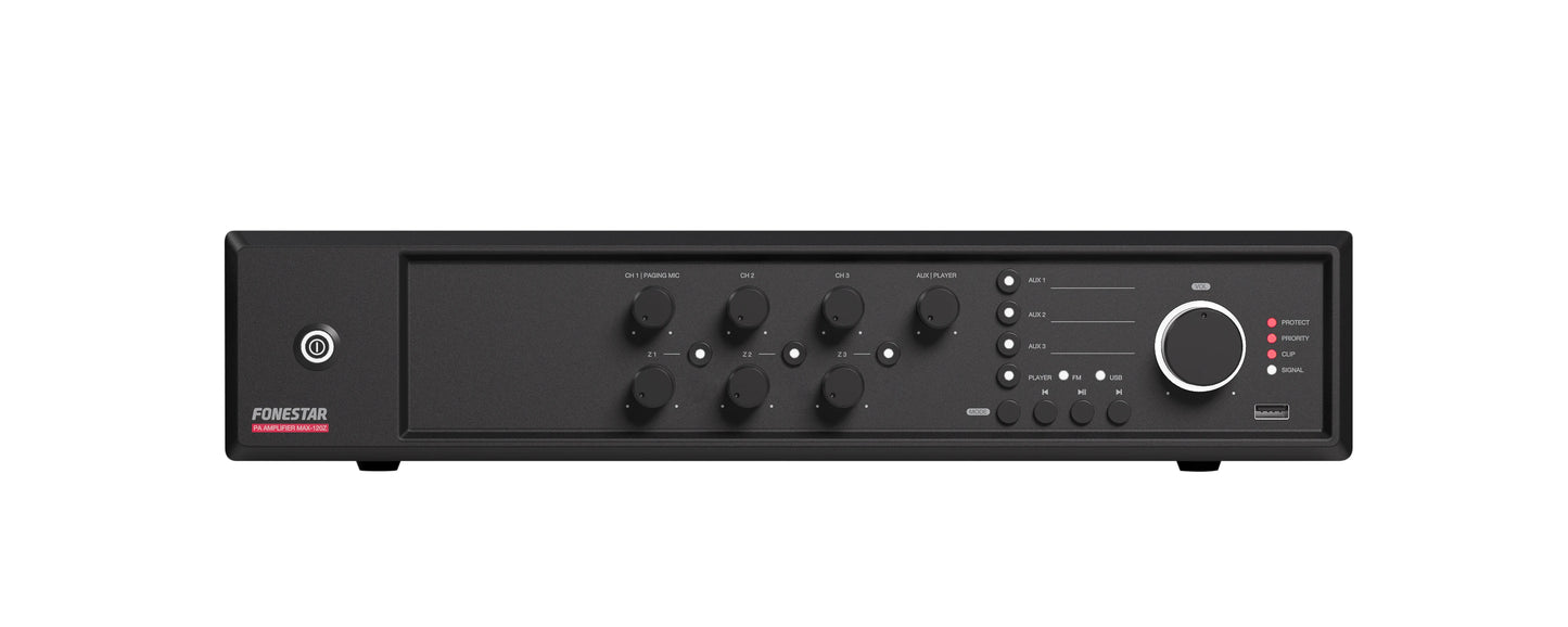 FONESTAR MAX-120Z 120W 3-Zone PA multi-zone amplifier FONESTAR
