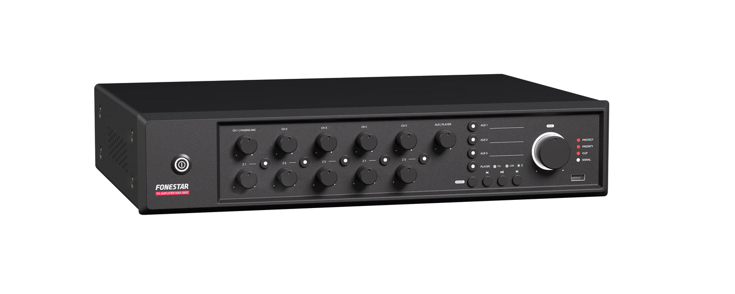 FONESTAR MAX-360Z 360W 5-Zone PA multi-zone amplifier FONESTAR