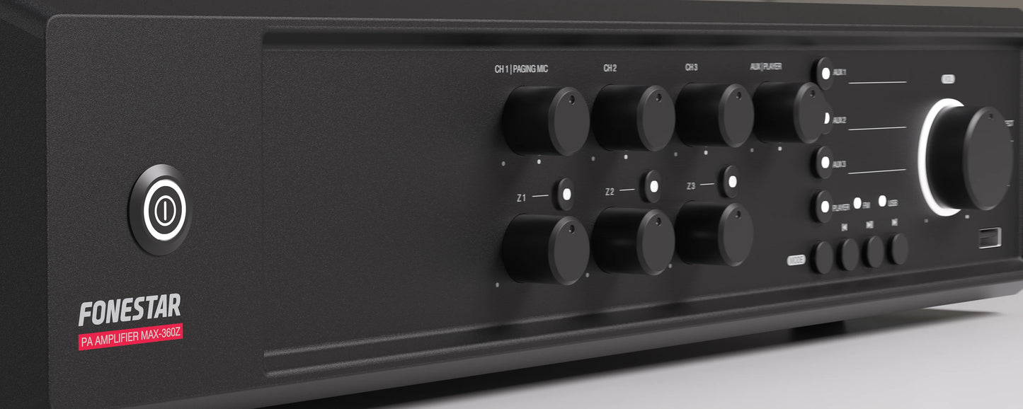 FONESTAR MAX-360Z 360W 5-Zone PA multi-zone amplifier FONESTAR