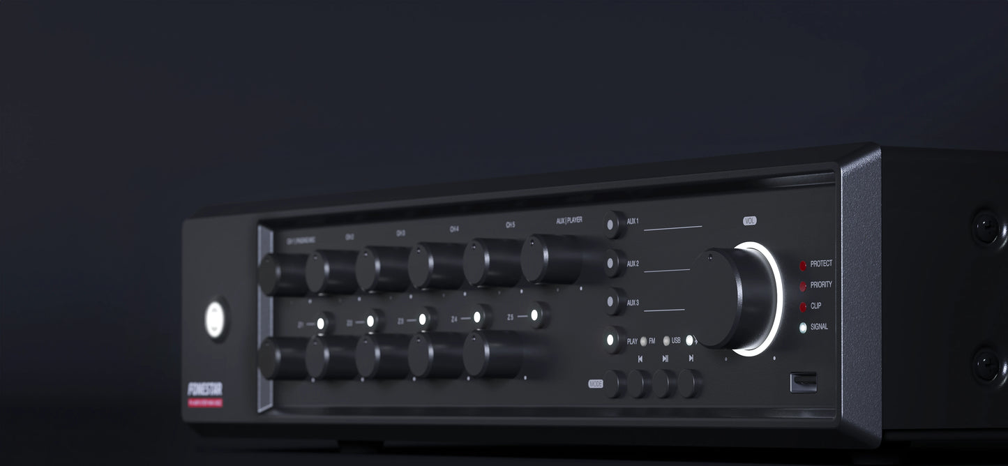 FONESTAR MAX-480Z 480W 5-Zone PA multi-zone amplifier