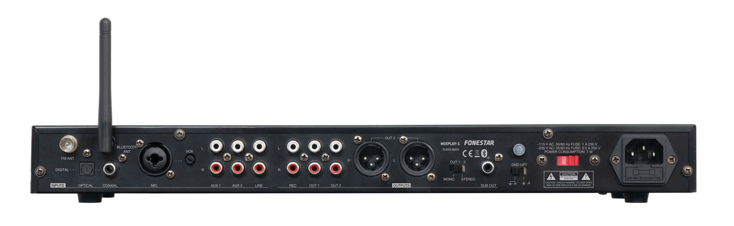 FONESTAR MIXPLAY-1 Bluetooth®/USB/FM player with recorder and mixer function.