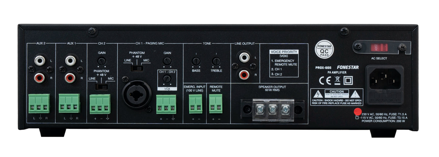 FONESTAR PROX-60S 60W 100V Mixing Amplifier