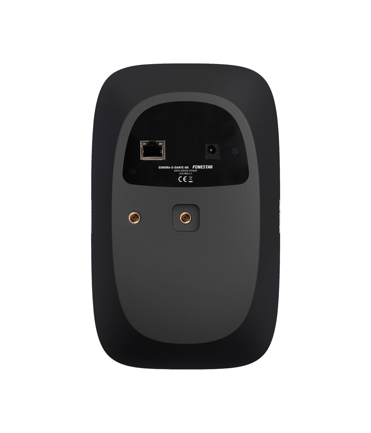 FONESTAR SONORA-5-DANTE-BK Dante surface speaker - rear panel with RJ-45 Dante/PoE+ port