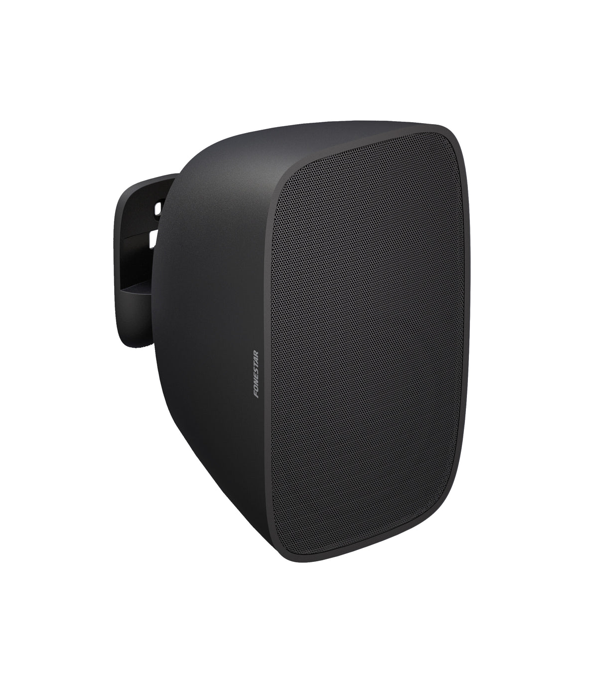 FONESTAR SONORA-5-DANTE-BK Dante surface speaker - angled view with mounting bracket