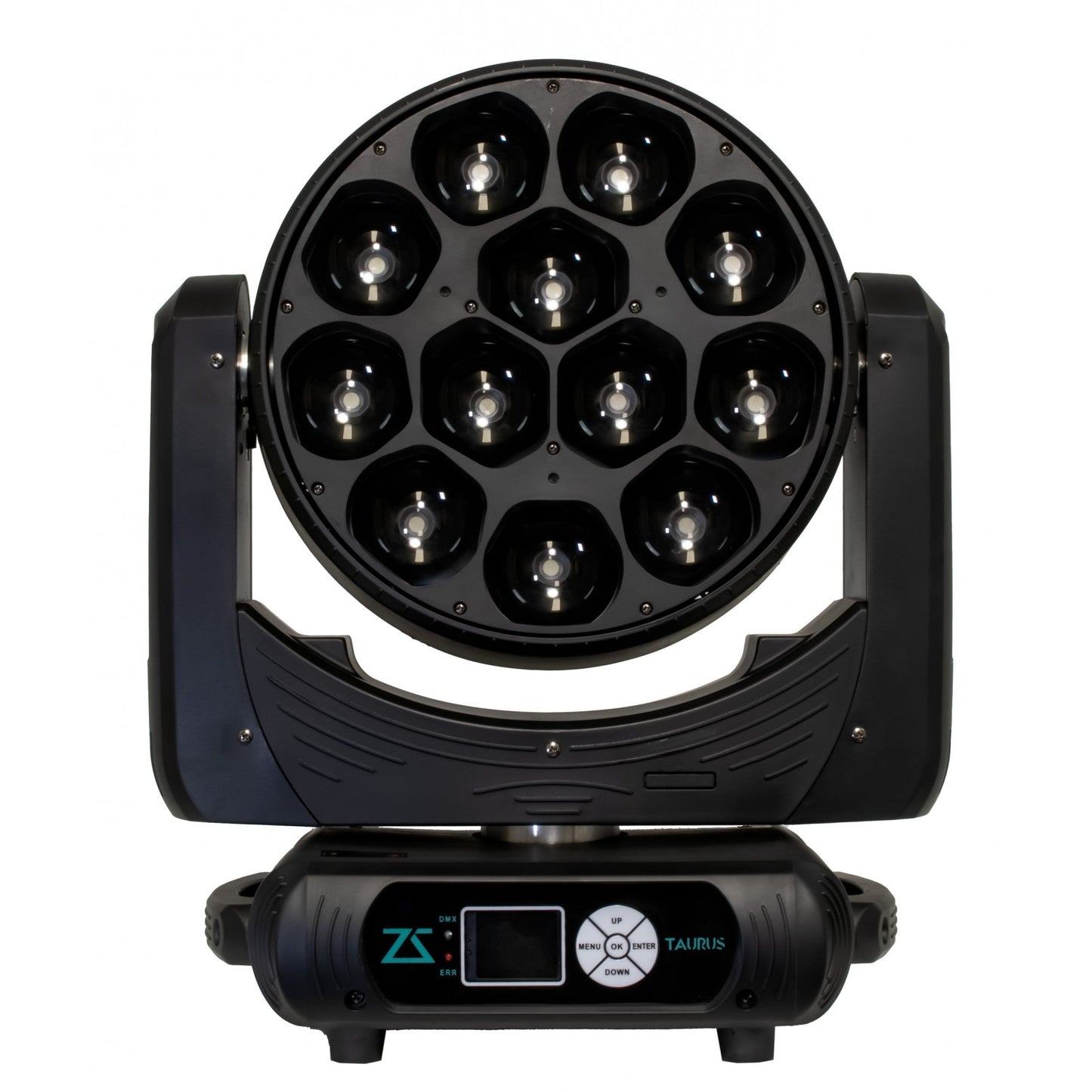 ZZIPP TAURUS moving wash light with motorized type, featuring 12x40w 4-in-1 rgbw osram led source with zoom and pixel control function.