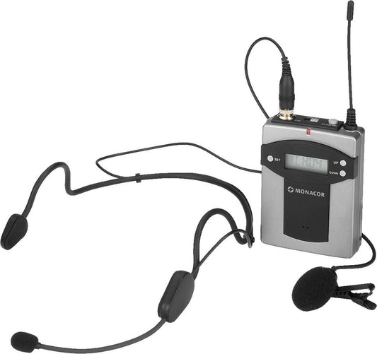MONACOR TXA-800HSE Multi-frequency Microphone Headset and Beltpack Transmitter