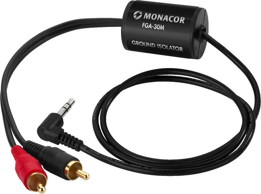 MONACOR FGA-30M Ground Isolator 3.5mm stereo plug to 2 x RCA plugs