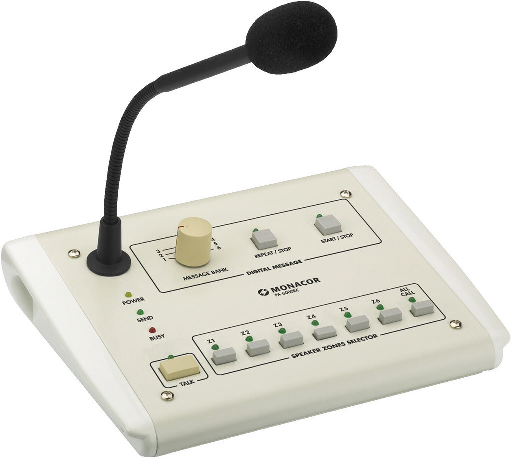 MONACOR PA-6000RC PA zone paging desktop microphone