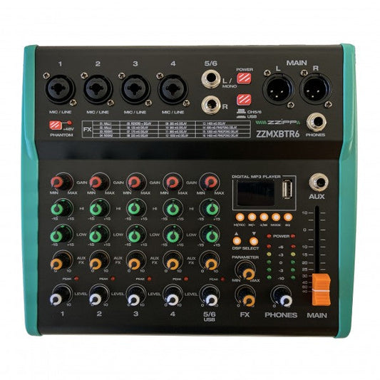 ZZIPP ZZMXBTR6 Compact 6-channel mixer with DSP effects and bluetooth