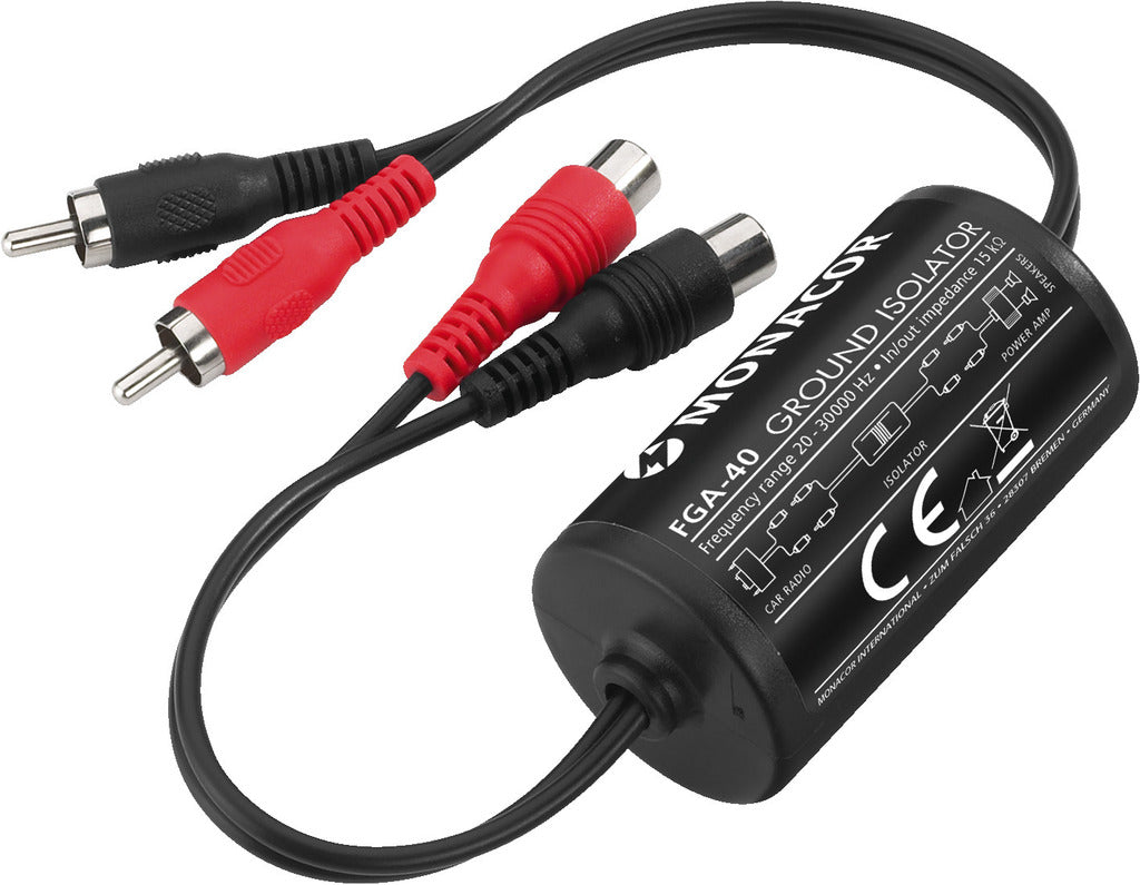 MONACOR FGA-40 Ground Isolator 2 x RCA jack sockets to 2 x RCA jack plugs