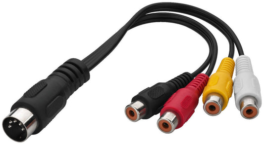 MONACOR ACA-15/1 Audio Cable/Video Adaptor 0.15m 4 x Inline RCA to 5-pin DIN