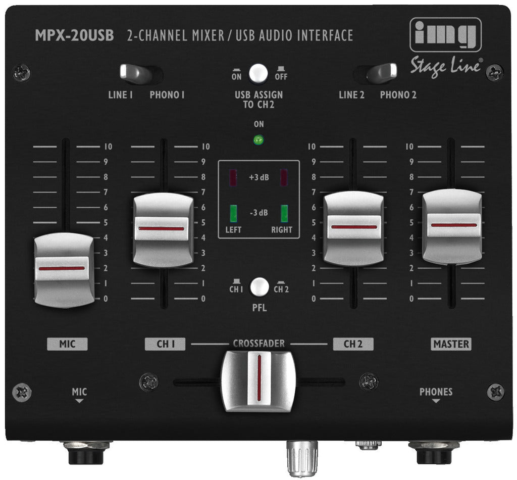 IMG STAGELINE MPX-20USB Stereo 3 Channel USB DJ Mixer