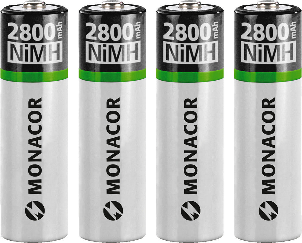 MONACOR NIMH-2800/4 NiMH rechargeable batteries, AA size, set of 4