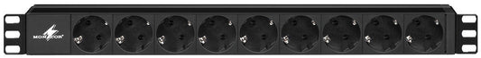 MONACOR RCS-92/SW Rack-mount power strip, with 9 earthed sockets