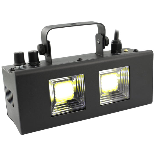 BOOMTONE DJ LEDSTROBE2X20W 2X20W LED strobe with adjustable intensity and flash speed.