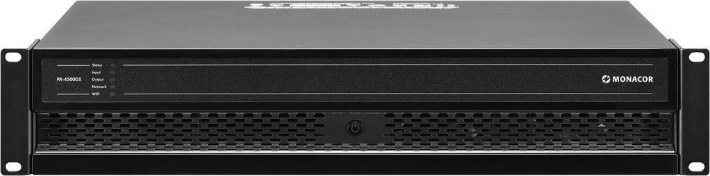 MONACOR PA-4500DX 4-zone multifunctional mixing amplifier 4 x 500 W (4), 4 x 400 W (8) or 2 x 1,000 W (100 V)