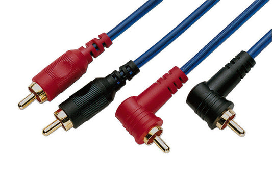 MONACOR AC-082/BL Stereo Audio Cable Blue 0.8m RCA to right-angle RCA