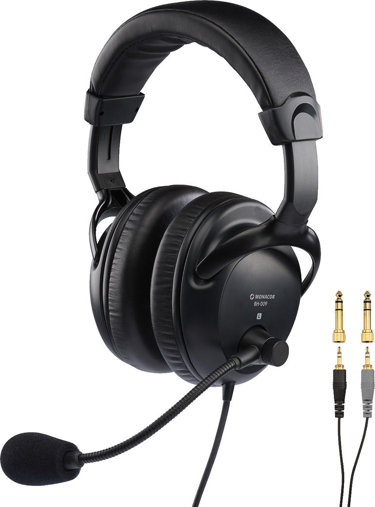MONACOR BH-009 Stereo Headset with Boom Microphone