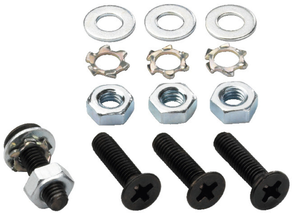 MONACOR MZF-312/SW Set of mounting screws, for mounting panel connectors into rack panels of the RCP-... series