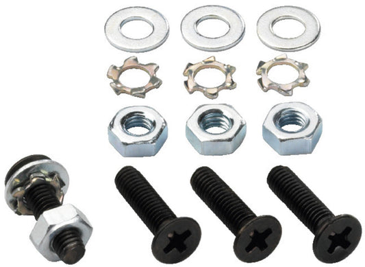 MONACOR MZF-312/SW Set of mounting screws, for mounting panel connectors into rack panels of the RCP-... series