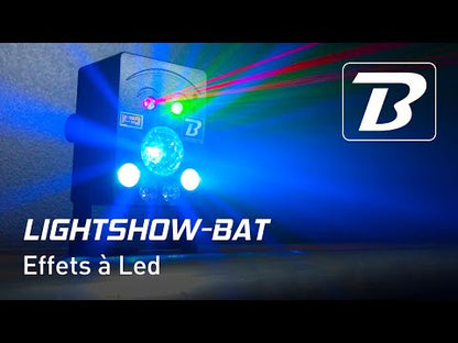 BOOMTONE DJ LIGHTSHOWBAT LASER, Beam, Strobe and 4-in-1 colour effects