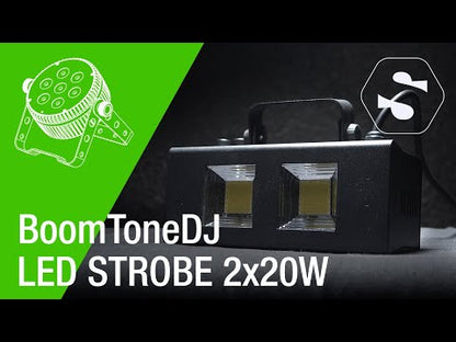 BOOMTONE DJ LEDSTROBE2X20W 2X20W LED strobe with adjustable intensity and flash speed.