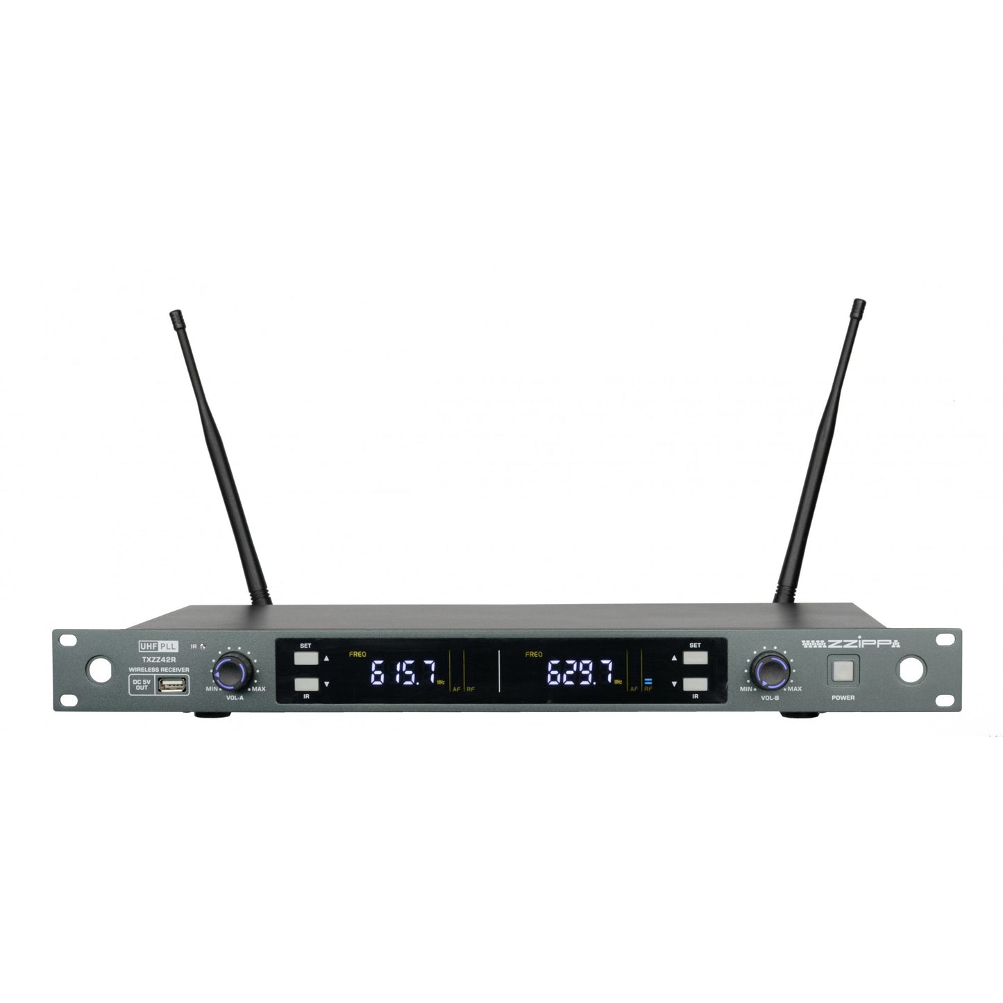 ZZIPP TXZZ424 Channel 38 Twin UHF Wireless mic system complete with 1 handheld mic and 1 bodypack transmitter 606 - 630 mhz